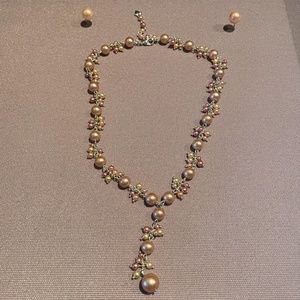 Carolee Pearl Cluster Y Necklace and Earrings